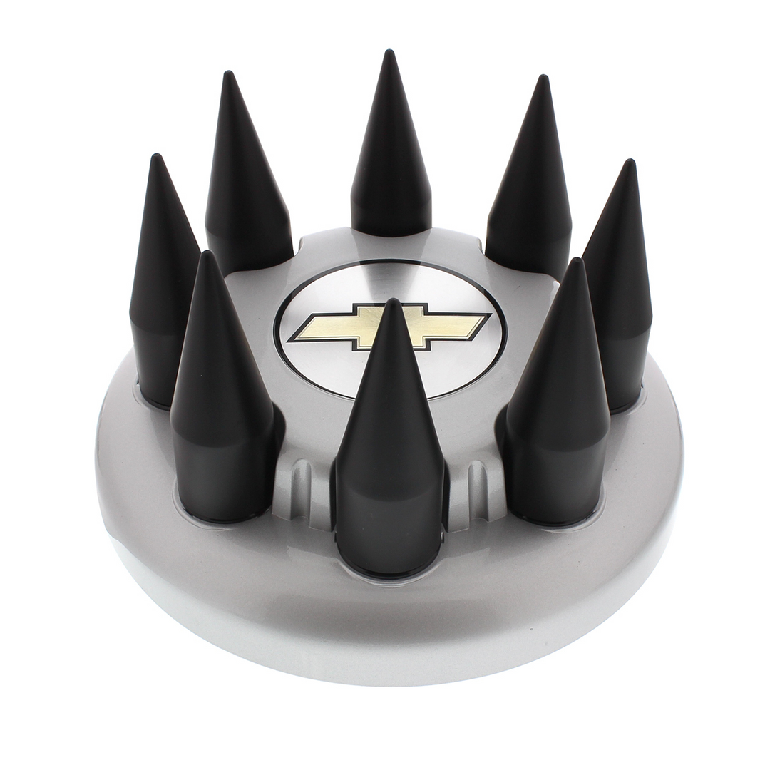 22 mm x 4" Thread-On Matte Black Spike Hubcap Lug Nut Cover for 2003-2015 Chevy GMC United Pacific 10349B