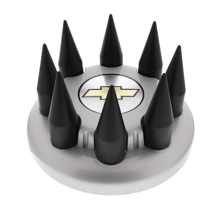 22 mm x 4" Thread-On Matte Black Spike Hubcap Lug Nut Cover for 2003-2015 Chevy GMC United Pacific 10349B