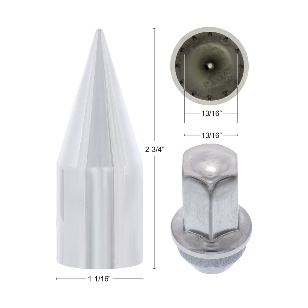 1 1/16" x 2 3/4" Chrome Spike Lug Nut Cover for 2004-2014 Ford F-150 United Pacific 10352