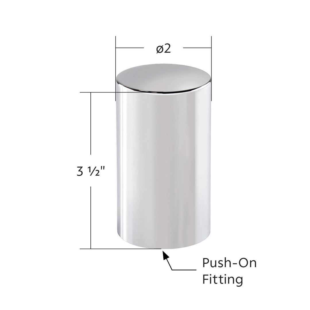 33mm x 3-1/2" Push-On Chrome Plastic Cylinder Nut Cover United Pacific 10568B