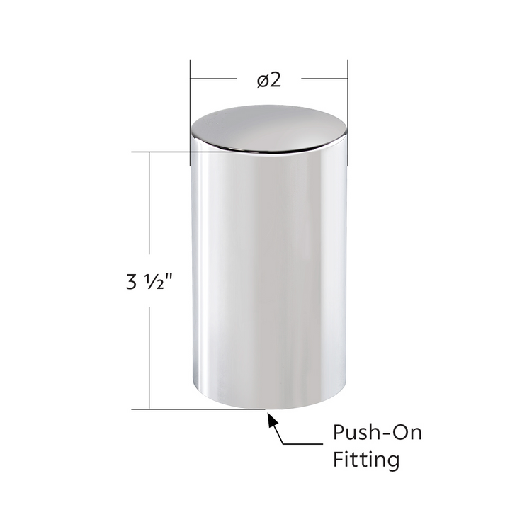 33mm x 3-1/2" Push-On Chrome Plastic Cylinder Nut Cover United Pacific 10568B