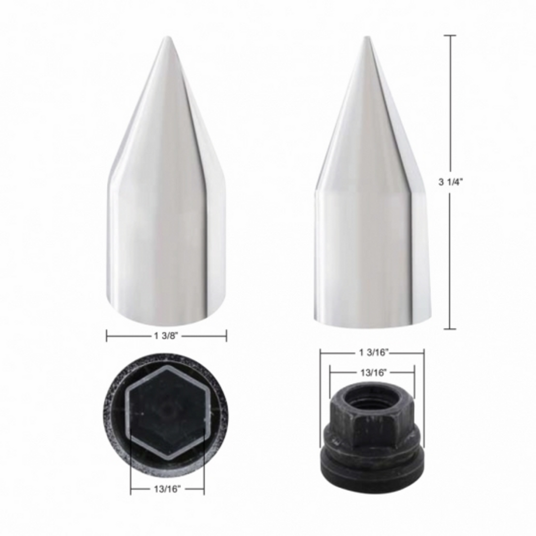21 mm x 3 3/8" Push-On Chrome Spike Lug Nut Cover for 1999-2004 Ford F-150 United Pacific 10718B