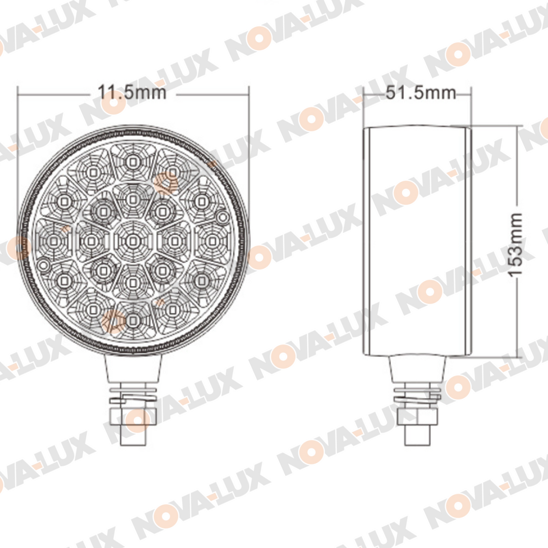Double Sided Turn Signal - 4" Round / Red and Amber LEDs