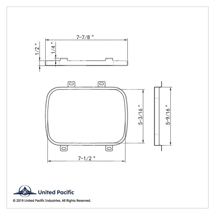 Stainless Steel 5" X 7" Headlight Retaining Ring United Pacific 30610B