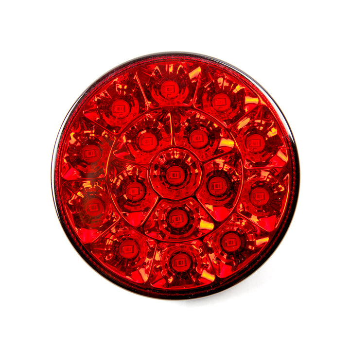 LED Brake Light Kit - 4-Inch Round / 16 Red LEDs / Red Lens with Chrome Reflector &amp; Rubber Grommet