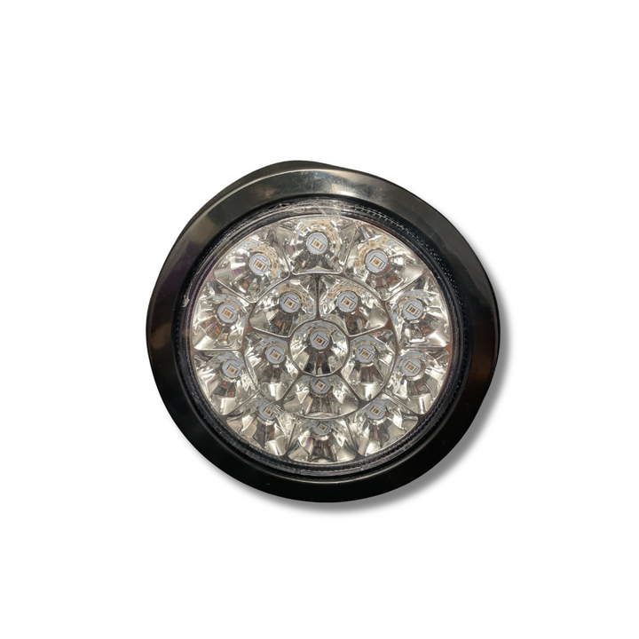 LED Brake Light Kit - 4-Inch Round / 16 Red LEDs / Clear Lens with Chrome Reflector &amp; Rubber Grommet