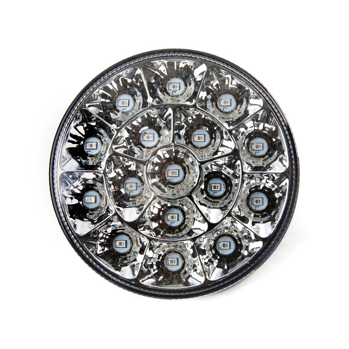 LED Brake Light Kit - 4-Inch Round / 16 Red LEDs / Red Lens with Chrome Reflector &amp; Rubber Grommet