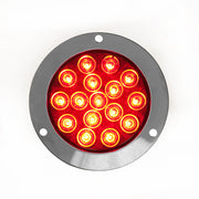 LED Brake Light - 4-Inch Round / 16 Red LEDs / Clear Lens with Stainless Steel Flange