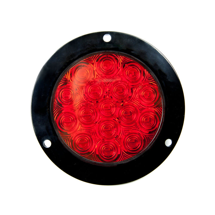 LED Brake Light - 4-Inch Round / 16 Red LEDs / Clear Lens with Stainless Steel Flange