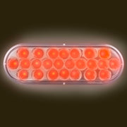 Chrome Reflective Brake Light 24 LED 6" Oval Red LED Red Lens