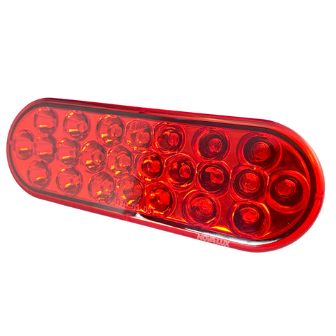 Chrome Reflective Brake Light 24 LED 6" Oval Red LED Red Lens