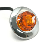 1-Inch Mini Marker / Clearance Amber LED Light Amber Lens with Chrome Cover and Rubber Grommet