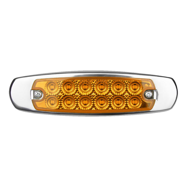 MARKER LIGHT PETE STYLE AMBER/AMBER 12 LED W/SS BEZEL