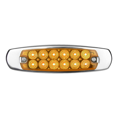 MARKER LIGHT PETE STYLE AMBER/AMBER 12 LED W/SS BEZEL