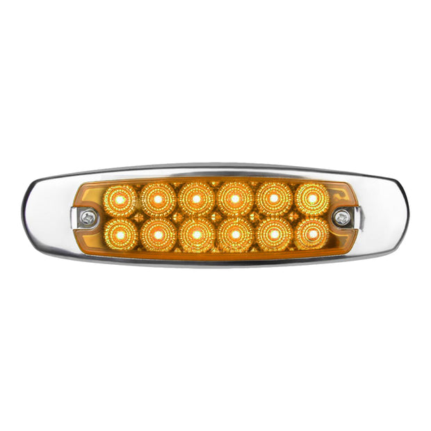 MARKER LIGHT PETE STYLE AMBER/AMBER 12 LED W/SS BEZEL