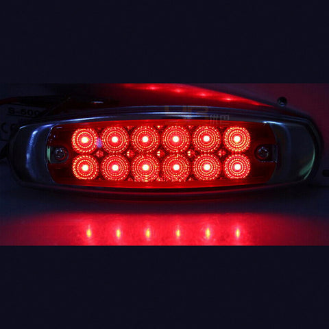 MARKER LIGHT PETE STYLE RED/RED 12 LED W/SS BEZEL