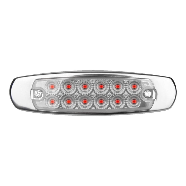 MARKER LIGHT PETE STYLE RED/CLEAR 12 LED W/SS BEZEL