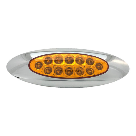 Oval 12 LED Marker Light with Chrome Bezel - Amber LEDs / Amber Lens