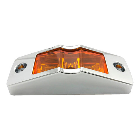 Marker Light 1x4 with 3 LEDs - Amber LEDs / Amber Lens with Chrome Bezel