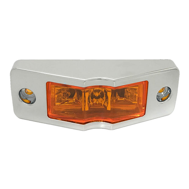 Marker Light 1x4 with 3 LEDs - Amber LEDs / Amber Lens with Chrome Bezel