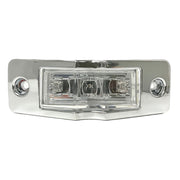 MARKER LIGHT 1X4 3 LED RED LED CLEAR LENS W/PLASTIC CHROME BEZEL & BULLET PLUG