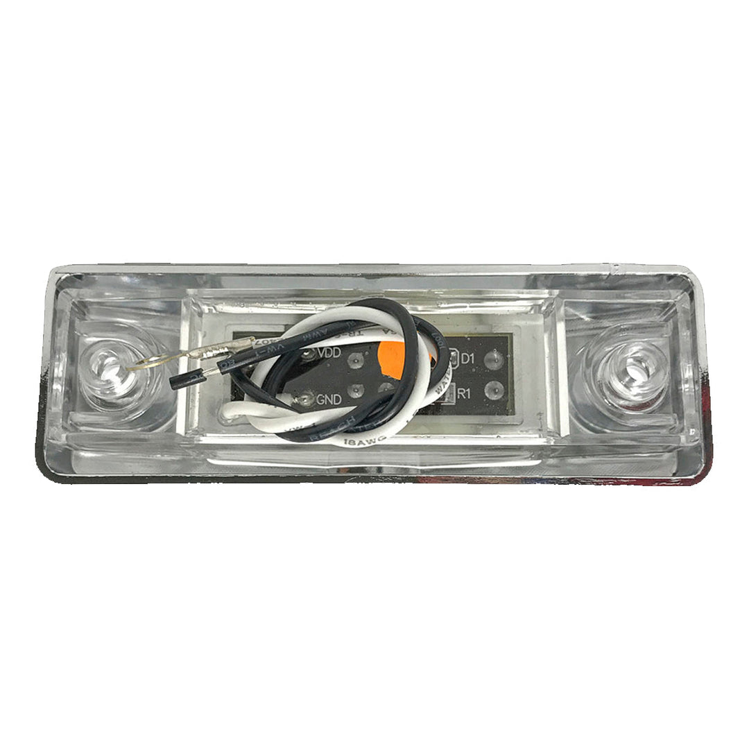MARKER LIGHT 1X4 3LED RED LED RED LENS W/PLASTIC CHROME BEZEL &amp; BULLET PLUG