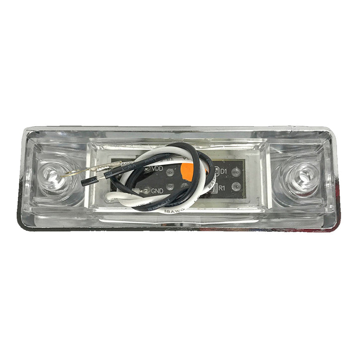 MARKER LIGHT 1X4 3LED RED LED RED LENS W/PLASTIC CHROME BEZEL &amp; BULLET PLUG