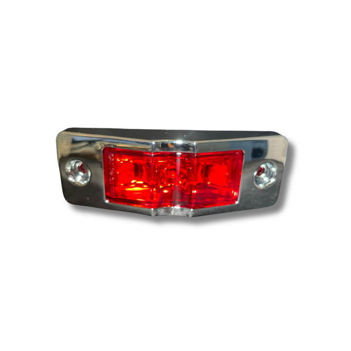 MARKER LIGHT 1X4 3LED RED LED RED LENS W/PLASTIC CHROME BEZEL &amp; BULLET PLUG
