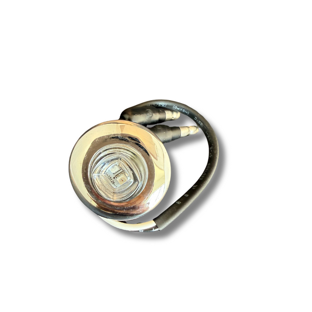 MARKER LIGHT 3/4" 2 RED LED CLEAR LENS W/CHROME BEZEL & BULLET PLUGS