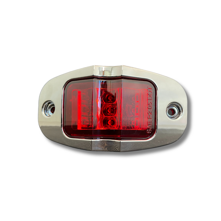 MARKER LIGHT 2X4 9LED W/PLASTIC CHROME BEZEL &amp; BULLET PLUG R/R