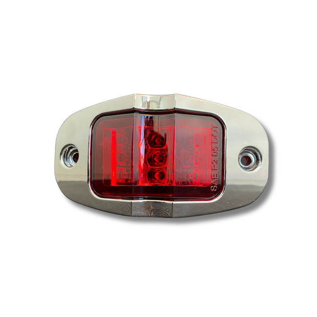 MARKER LIGHT 2X4 9LED W/PLASTIC CHROME BEZEL & BULLET PLUG R/R