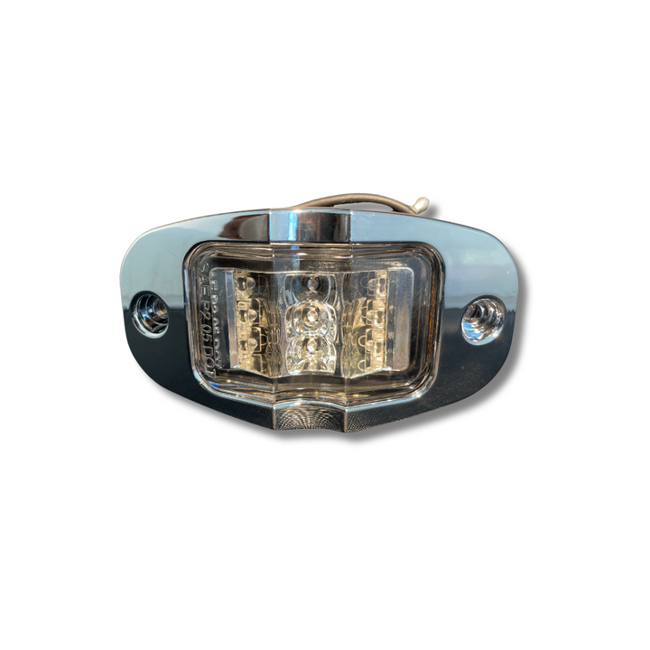 MARKER LIGHT 2X4 9LED W/PLASTIC CHROME BEZEL &amp; BULLET PLUG R/C