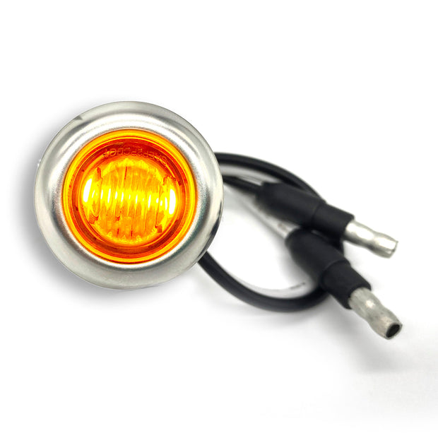 1-Inch Super Bright Mini Marker Light Amber LED Amber Lens w/Rubber Grommet and Stainless Steel Flange