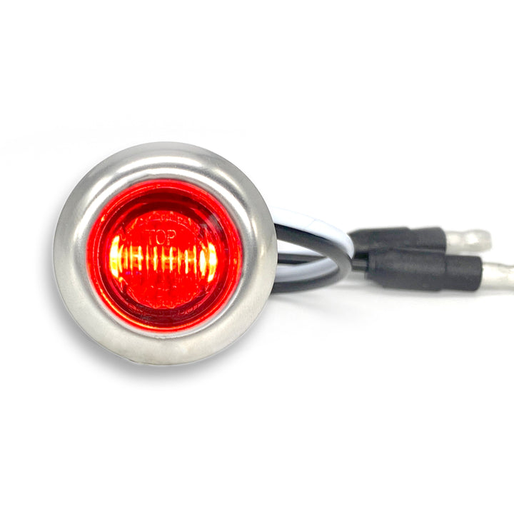 1-Inch Super Bright Mini Marker Light Red LED Red Lens w/Rubber Grommet and Stainless Steel Flange