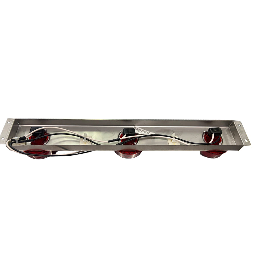 3-Light Chrome Bracket With 2 1/2" Round Red LED Lights
