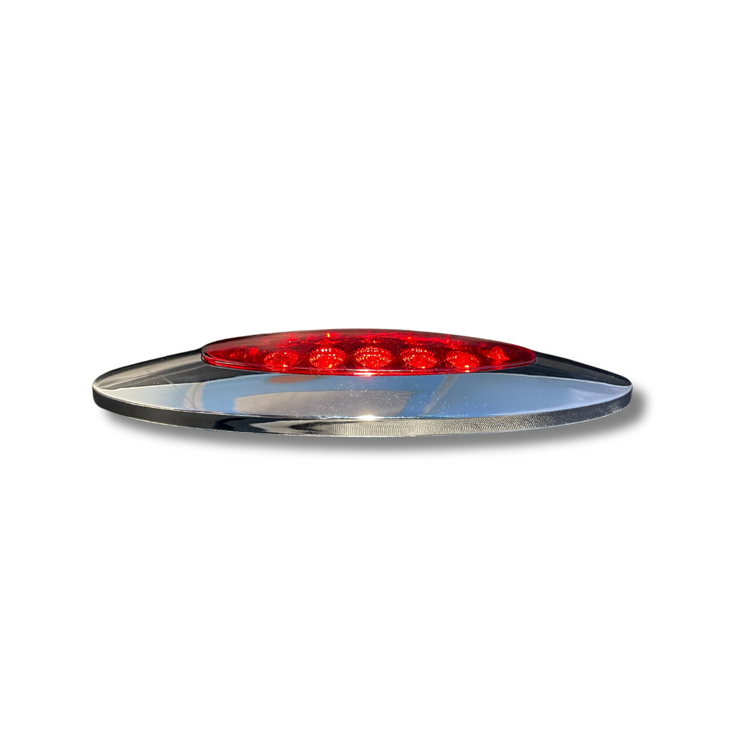 Oval 12 LED Marker Light With Chrome Bezel - Red LEDs / Red Lens