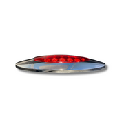 Oval 12 LED Marker Light With Chrome Bezel - Red LEDs / Clear Lens