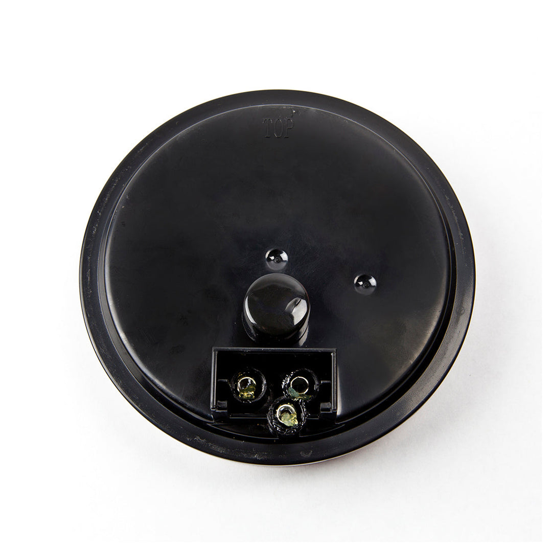 4-Inch Round Turn Signal Light - Amber LEDs / Clear Lens with Chrome Housing and Rubber Grommet