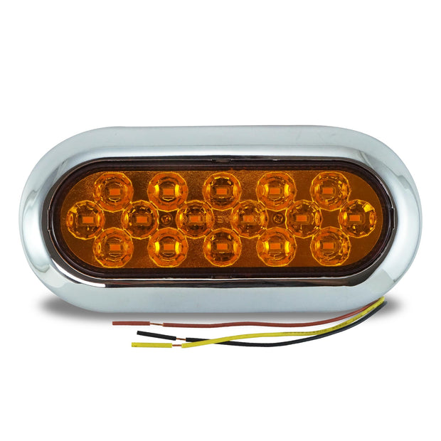 Surface Mount 16 LED Amber Turn Signal Light with Chrome Bezel