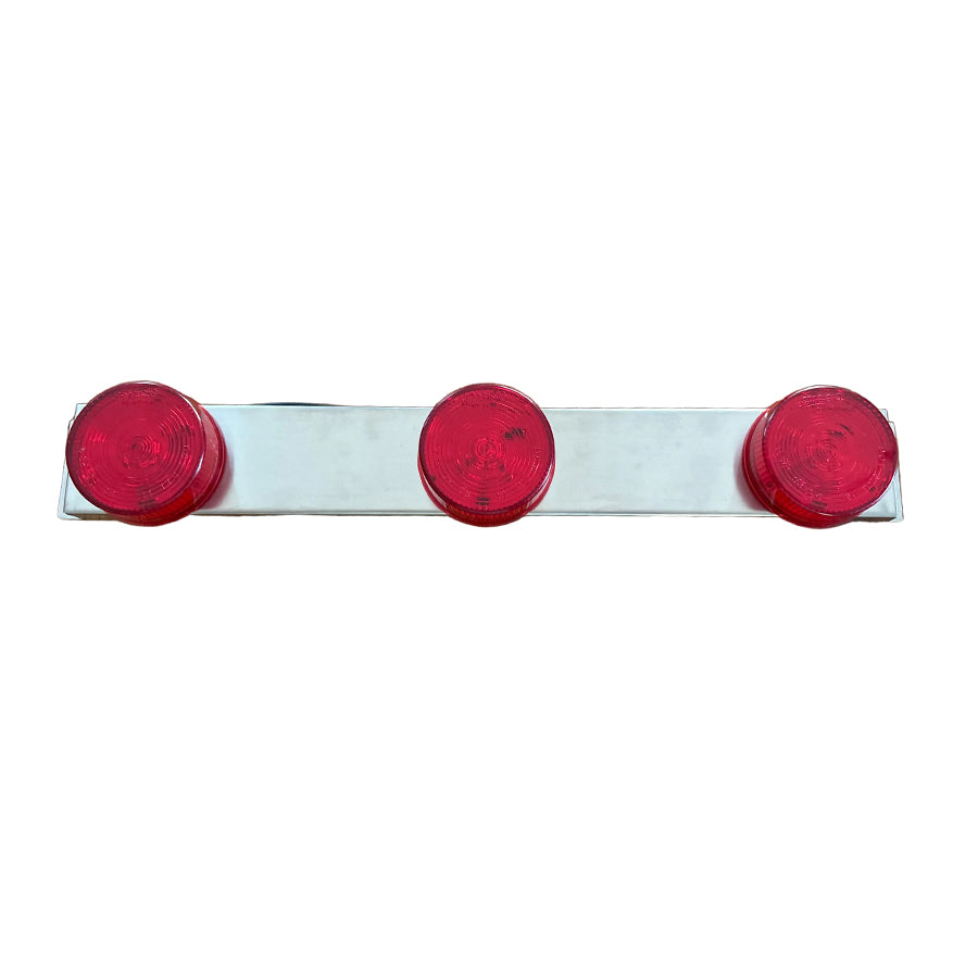 3-Light Chrome Bracket With 2 1/2" Round Red LED Lights