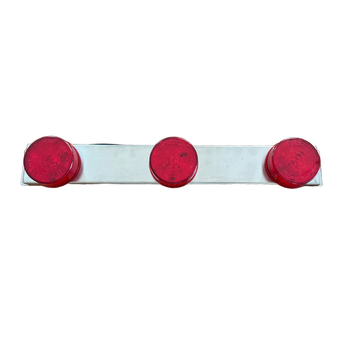3-Light Chrome Bracket With 2 1/2" Round Red LED Lights