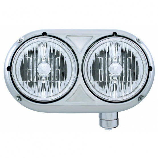 Headlight Assembly With Crystal Halogen Bulbs &amp; 304 SS Housing For Peterbilt 359 - Passenger