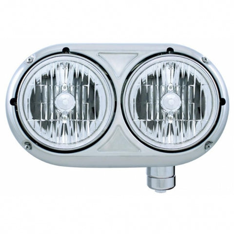 Headlight Assembly With Crystal Halogen Bulbs & 304 SS Housing For Peterbilt 359 - Passenger