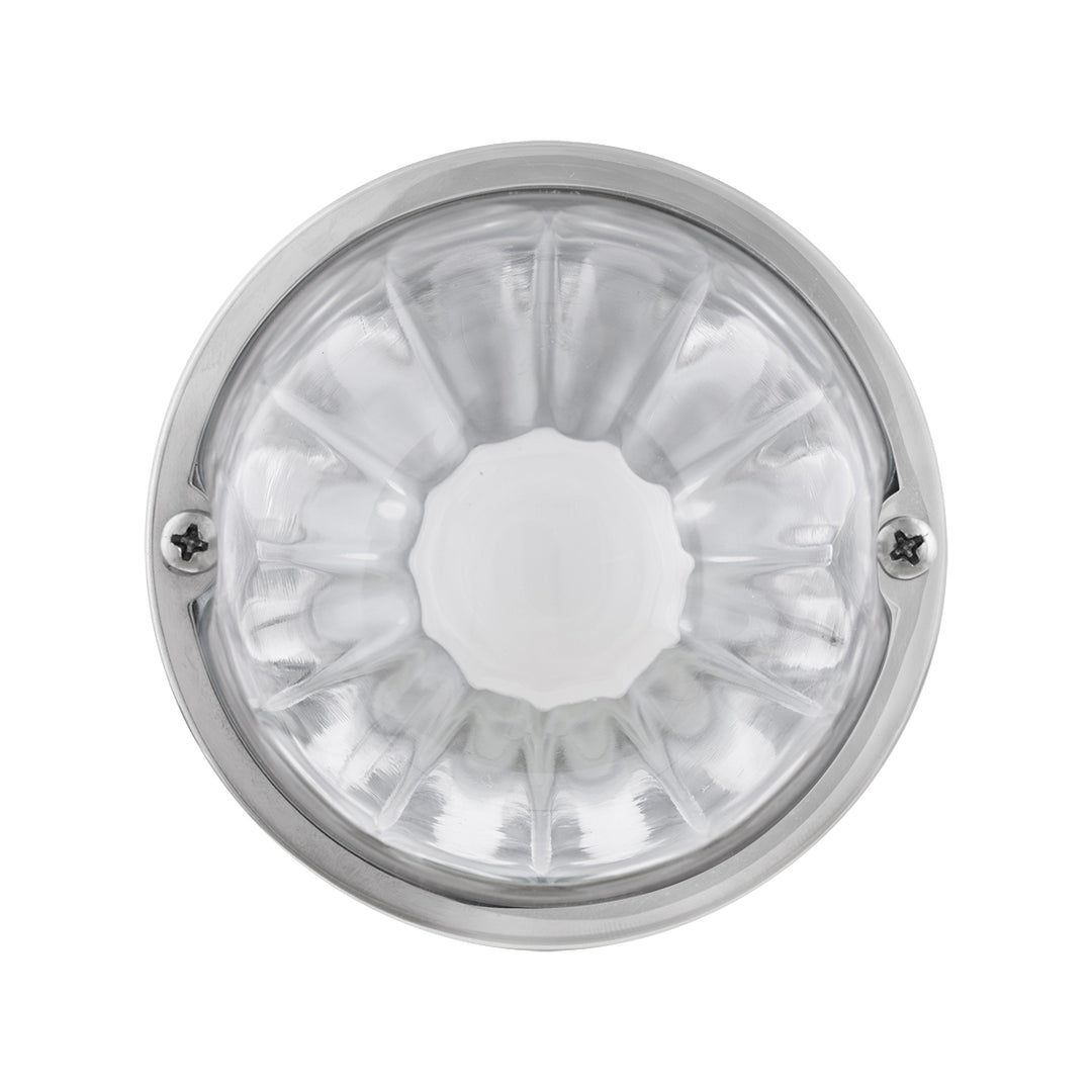 Dual Function Clear Glass Watermelon Flush Mount Kit With LED Bulb - White