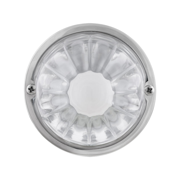 Dual Function Clear Glass Watermelon Flush Mount Kit With LED Bulb - White