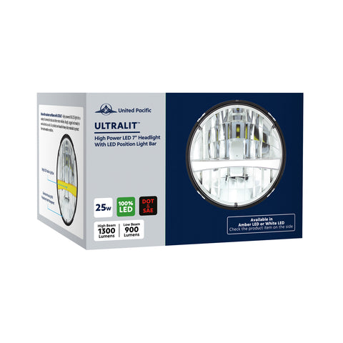 ULTRALIT - High Power LED 7" Headlight With Turn Signal & Amber Position Light Bar