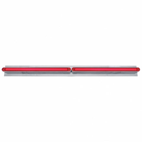 Chrome Top Mud Flap Plate With Two 24 LED 12" GloLight Bars - Red LED/Red Lens (Each)