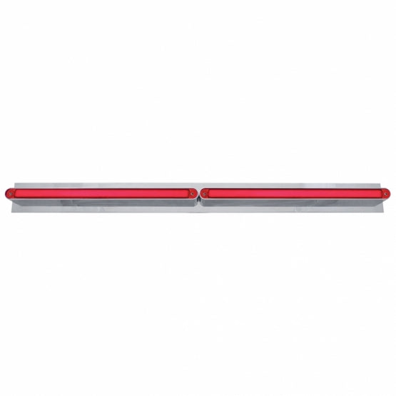 Chrome Top Mud Flap Plate With Two 24 LED 12" GloLight Bars - Red LED/Red Lens (Each)
