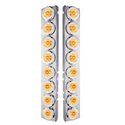 SS Front Air Cleaner Bracket With 16X 9 LED 2" Lights & Bezels For Peterbilt-Amber LED/Clear Lens