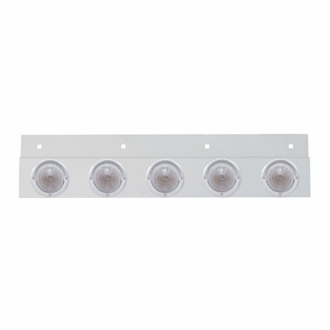 Stainless Top Mud Flap Plate With 5X 9 LED 2" Beehive Lights & Visors - Red LED/Clear Lens (Each)